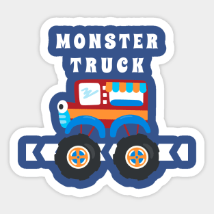 illustration of monster truck with cartoon style. Sticker